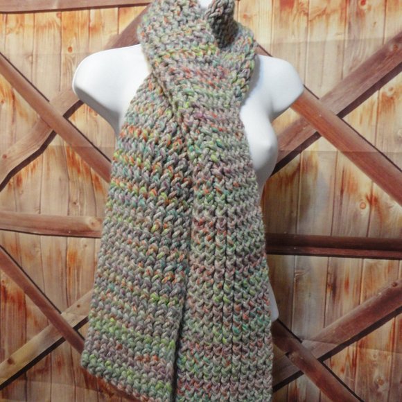 Husband Made Loom Knit New hobby Scarf~Colorful~6" x 62"Long~Cute~Winter… - Picture 1 of 4